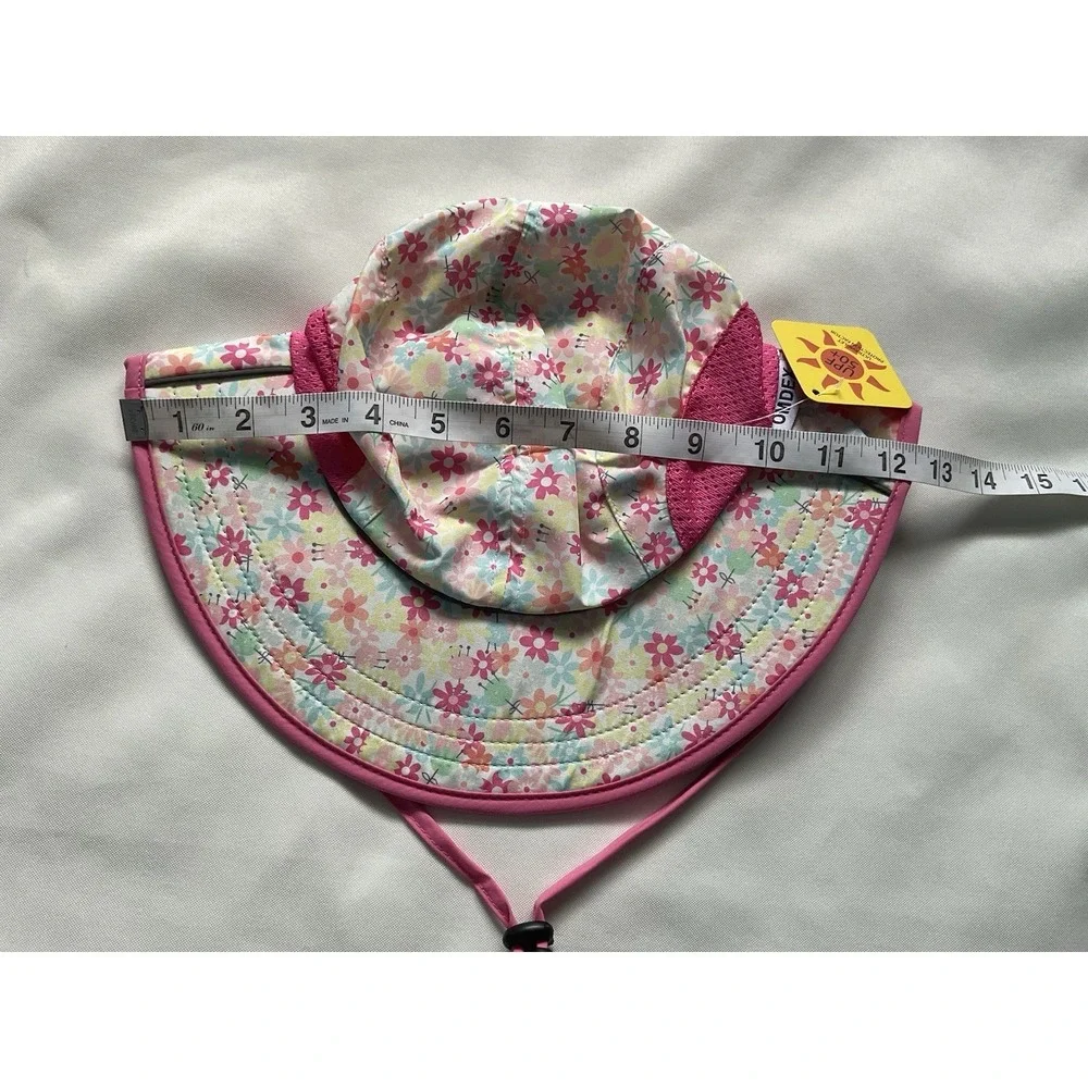 OMDEX Sun Hat Neck Flap Girls Floral Print and  UPF 50+ rating Medium